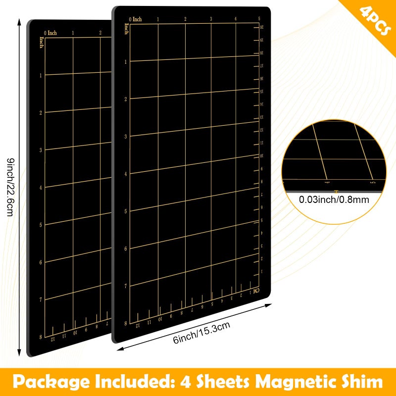 Copkim 4 Shims 6'' x 9" Magnetic Shim with Card Size Grids Die Cutting Machine Accessories Black Embossing Machine Pads for Die Cutter - Image 2