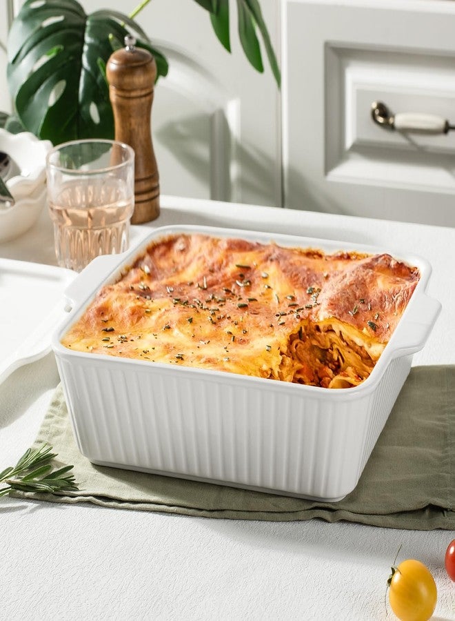 Dizada Casserole Dish for Oven with Lid, 10'' Square Baking Dish, Ceramic Baking Dish, Baking Pan with Handles, Lasagna Pan Bakeware Oven Safe Baking Dish for Oven, Cake, Kitchen, Microwave - Image 5