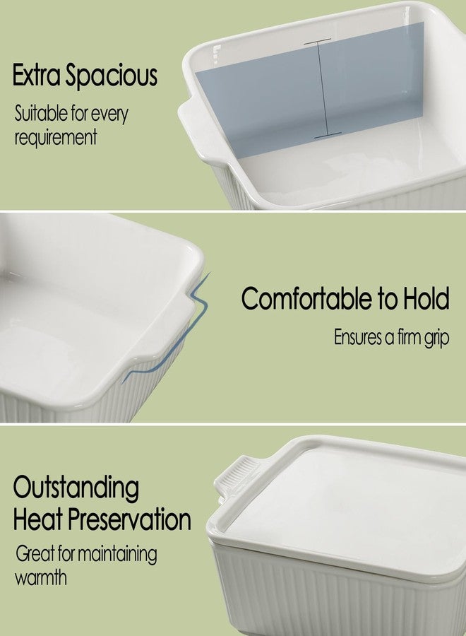 Dizada Casserole Dish for Oven with Lid, 10'' Square Baking Dish, Ceramic Baking Dish, Baking Pan with Handles, Lasagna Pan Bakeware Oven Safe Baking Dish for Oven, Cake, Kitchen, Microwave - Image 4
