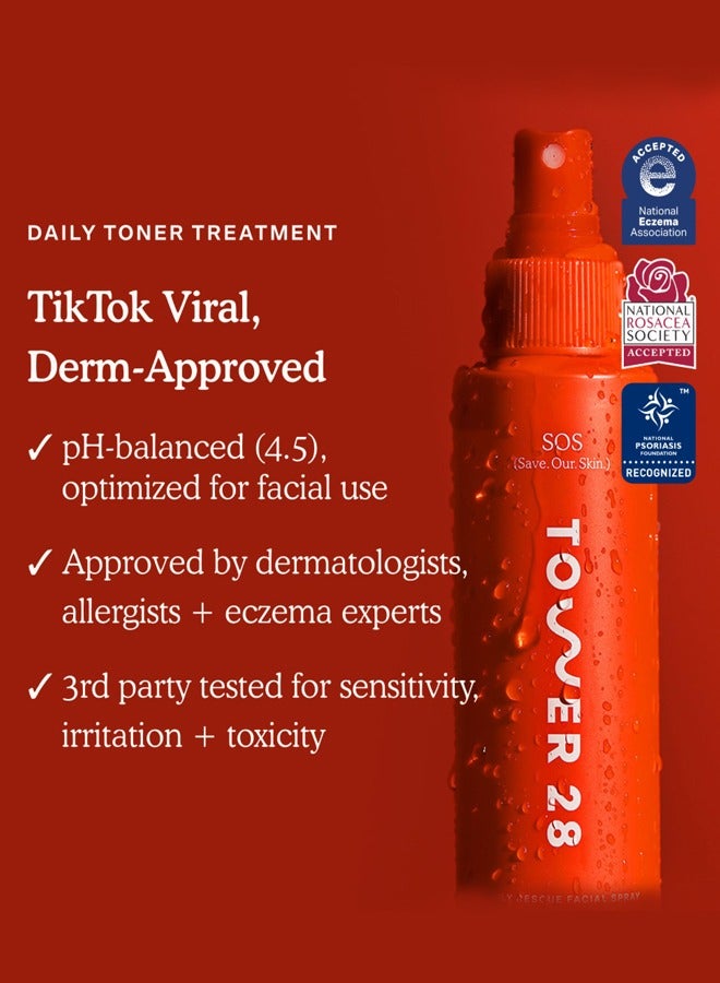 Tower 28 SOS Daily Rescue Facial Spray for Sensitive Skin, Hypochlorous Acid Spray Helps Reduce Redness and Breakouts, Full Size Toner for Face, 4 FL Oz - Image 4