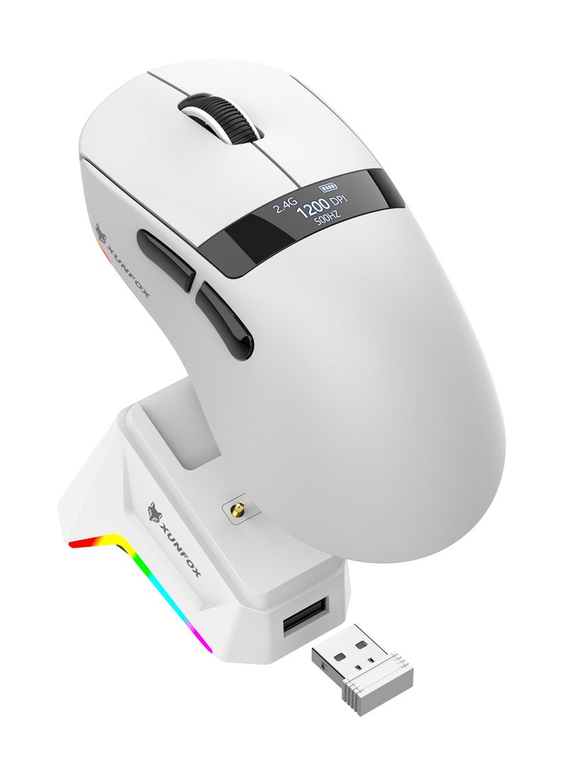 XUNFOX H9Pro Tri-mode Bluetooth Wireless Gaming Mouse with with Magnetic Charging Dock, Lightweight Anti Slip Mouse, PixArt PAW3311 Sensor, BT/2.4Ghz/Wired, for PC/MAC - Image 1