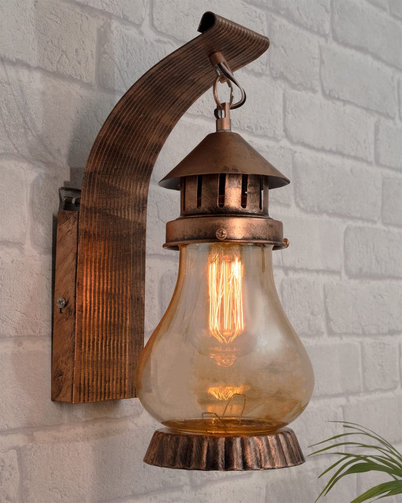 Twilight Wall Light, Wall Lamp Metal Light with Glass Shade, for Home Decoration | Chandelier Home, Indoor Outdoor Jhumar ((C873Lantern))(AC/DC) - Image 1