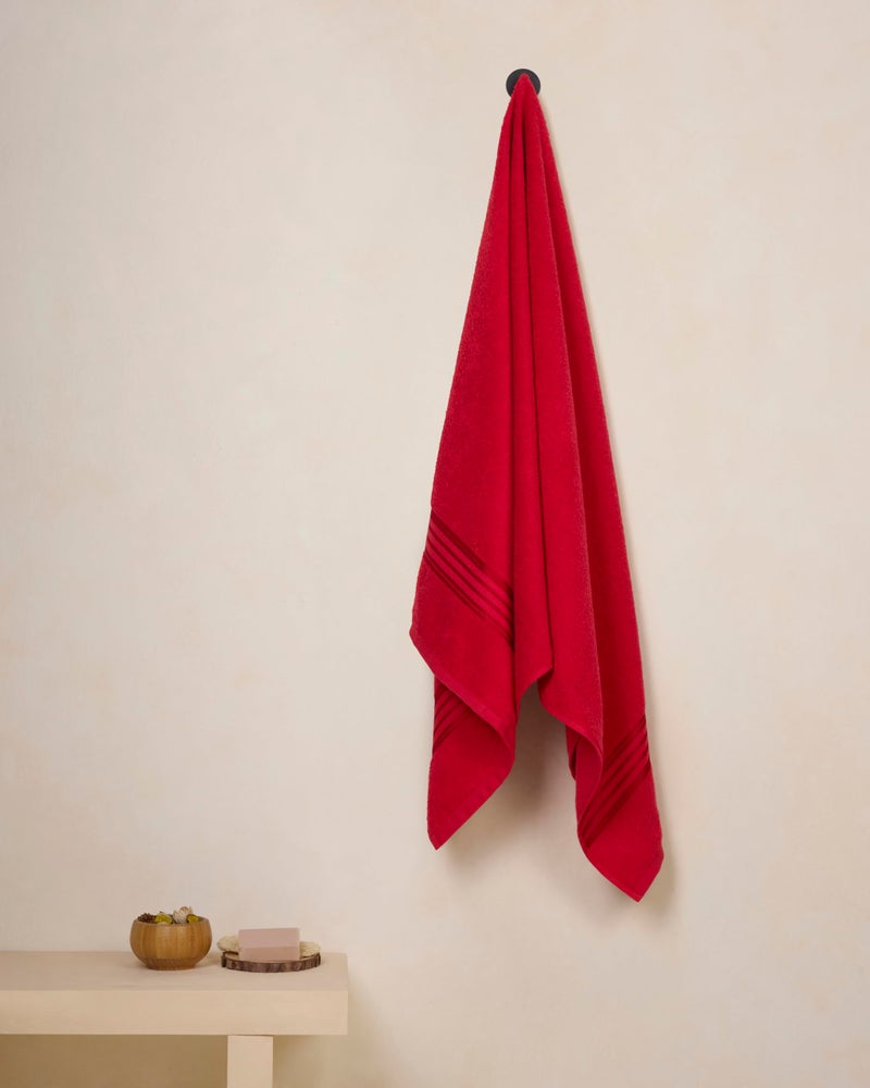 Himêya Himeya 100% Cotton Towels for Bath | Towels for Bath Large Size | Soft & Absorbent | 380 GSM | 1 Piece Bath Towel for Men/Women | 70 cms x 140 cms - Spanish Red - Image 2