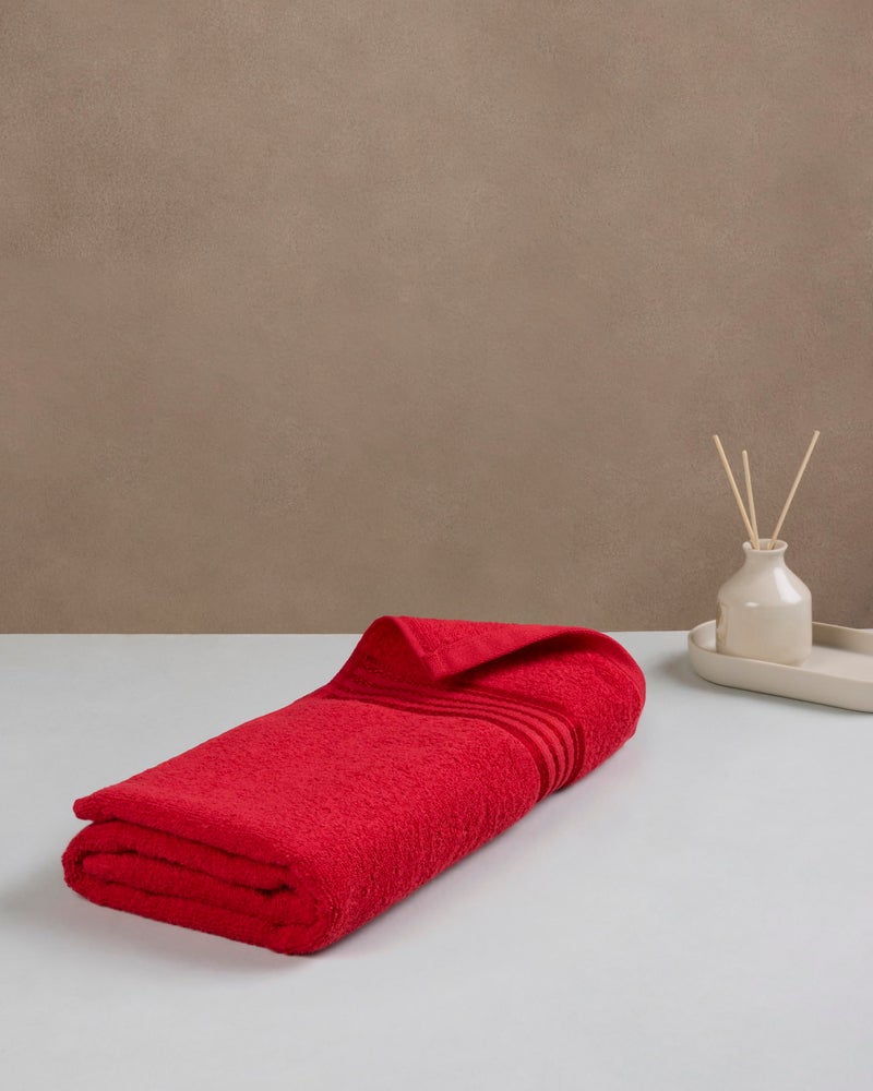 Himêya Himeya 100% Cotton Towels for Bath | Towels for Bath Large Size | Soft & Absorbent | 380 GSM | 1 Piece Bath Towel for Men/Women | 70 cms x 140 cms - Spanish Red - Image 3