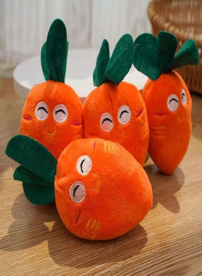 Jinshining 4 Pcs Orange Soft Dog Toys Cute Carrot Plush Chew Squeaker Plush Dog and Cat Toys with Multi-Squeaks Sound Pet Puppy Supplies, Squeak Toys - Image 4