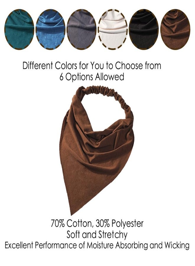 Vercret 6 Pack Hair Scarf Headband for Women - Elastic Hair Kerchief Large Boho Triangle Bandana Head Scarf with Clips Non Slip Solid Color Headbands Hair Scarves for Teen Girls - Image 5