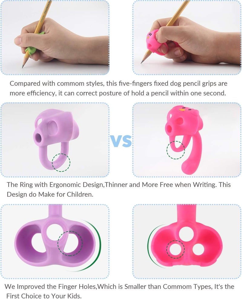 Firesara Training Grips For Pencil, Training Grips for Kids Handwriting Ergonomic 5 Fingers Fixed Sets for Trainer Handwriting Posture Correction, Assorted Pencil Grips for Righties and Lefties (3Pcs) - Image 4