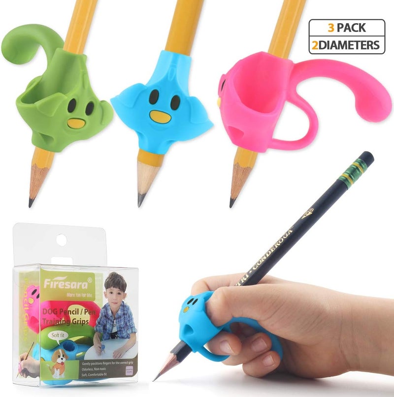 Firesara Training Grips For Pencil, Training Grips for Kids Handwriting Ergonomic 5 Fingers Fixed Sets for Trainer Handwriting Posture Correction, Assorted Pencil Grips for Righties and Lefties (3Pcs) - Image 1