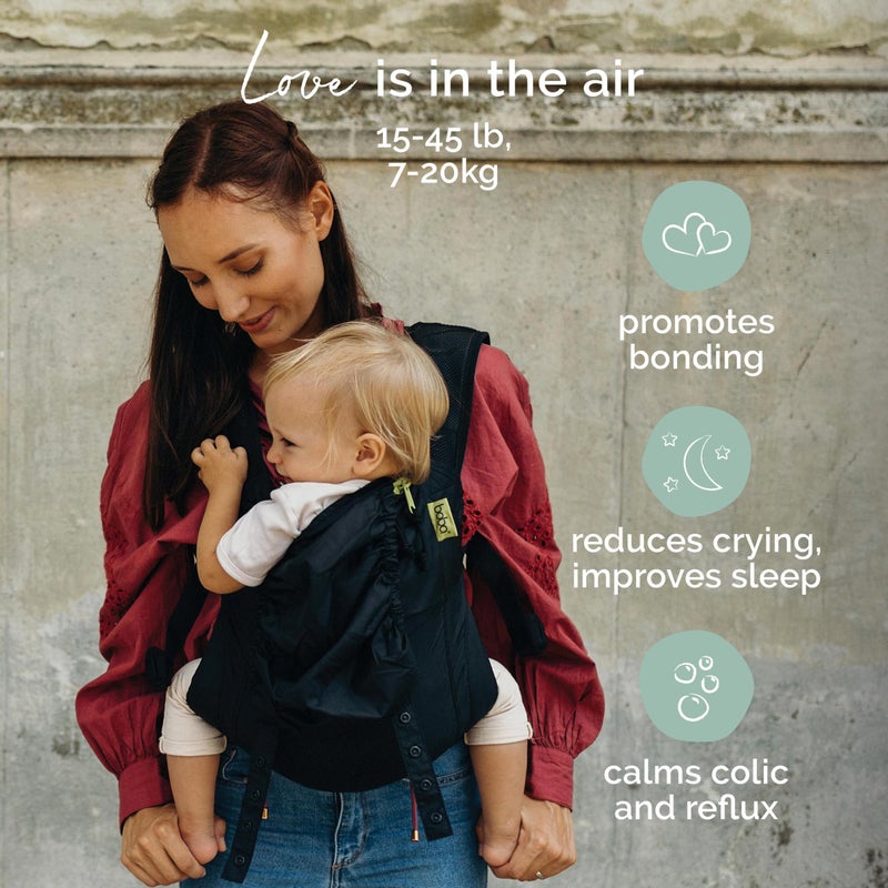 بوبا Boba Air Ultra-Lightweight Baby Carrier  Toddler Carrier (15-45 lbs) - Certified Hip-Healthy Baby Carriers, Travel-Friendly Baby Holder Carrier, Ergonomic Baby Carrier, Baby Wearing Carrier (Black) - Image 2
