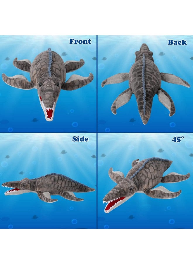 AULUDA Dinosaur Plush Toy, Mosasaurus Stuffed Animal Throw Plushie Pillow Doll, Soft Grey Fluffy Friend Hugging Cushion - Present For Every Age & Occasion - Image 5