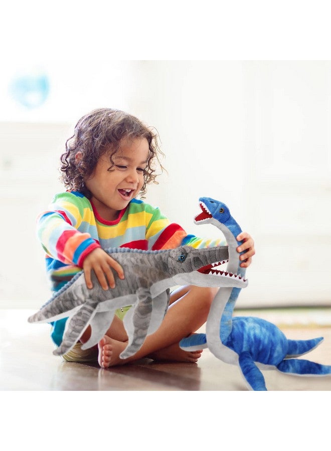 AULUDA Dinosaur Plush Toy, Mosasaurus Stuffed Animal Throw Plushie Pillow Doll, Soft Grey Fluffy Friend Hugging Cushion - Present For Every Age & Occasion - Image 4