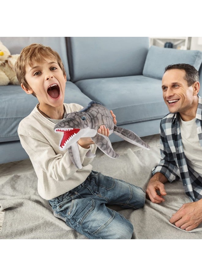 AULUDA Dinosaur Plush Toy, Mosasaurus Stuffed Animal Throw Plushie Pillow Doll, Soft Grey Fluffy Friend Hugging Cushion - Present For Every Age & Occasion - Image 2