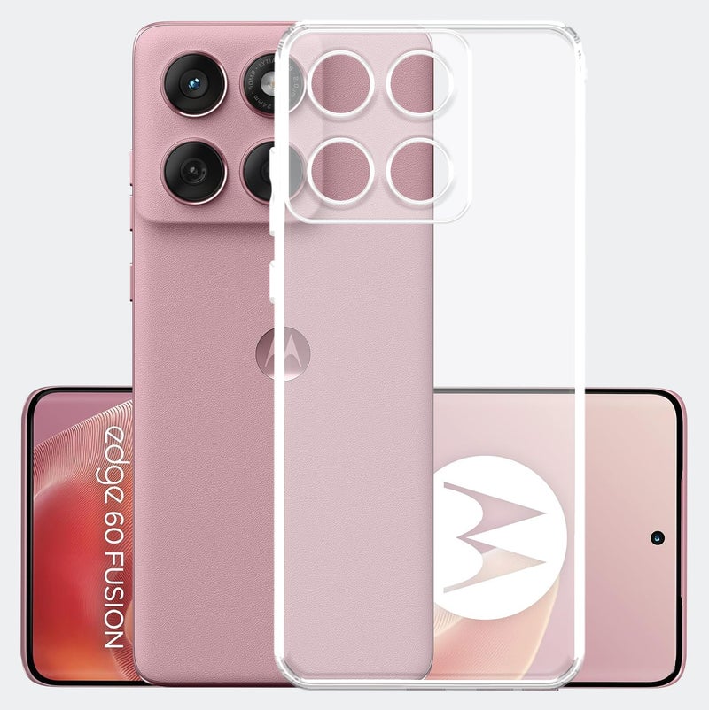 YOFO Silicon Back Cover Case for Motorola Edge 60 Fusion (5G) (Transparent) Camera Protection with Dust Plug - Image 1