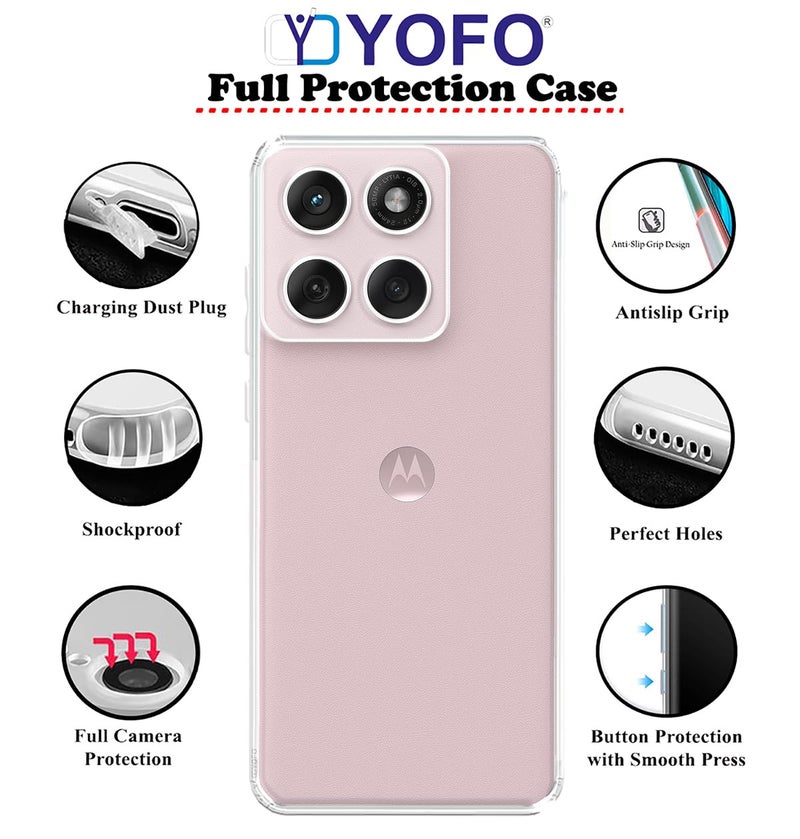 YOFO Silicon Back Cover Case for Motorola Edge 60 Fusion (5G) (Transparent) Camera Protection with Dust Plug - Image 2