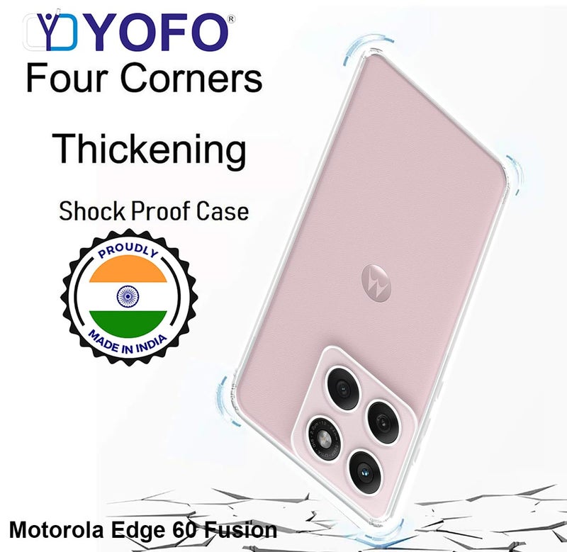 YOFO Silicon Back Cover Case for Motorola Edge 60 Fusion (5G) (Transparent) Camera Protection with Dust Plug - Image 3