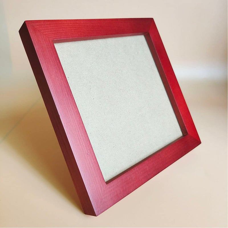 KELE MODEL 6x6 Picture Frames RED Solid Wood Frame  Plastic Panel (Film Needs to be Removed) Table or Wall.Front Window Opening 5.5x5.5 inch. - Image 2