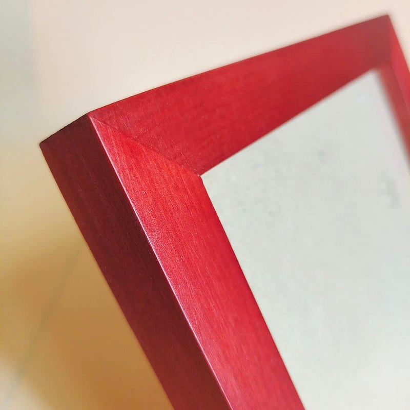 KELE MODEL 6x6 Picture Frames RED Solid Wood Frame  Plastic Panel (Film Needs to be Removed) Table or Wall.Front Window Opening 5.5x5.5 inch. - Image 3