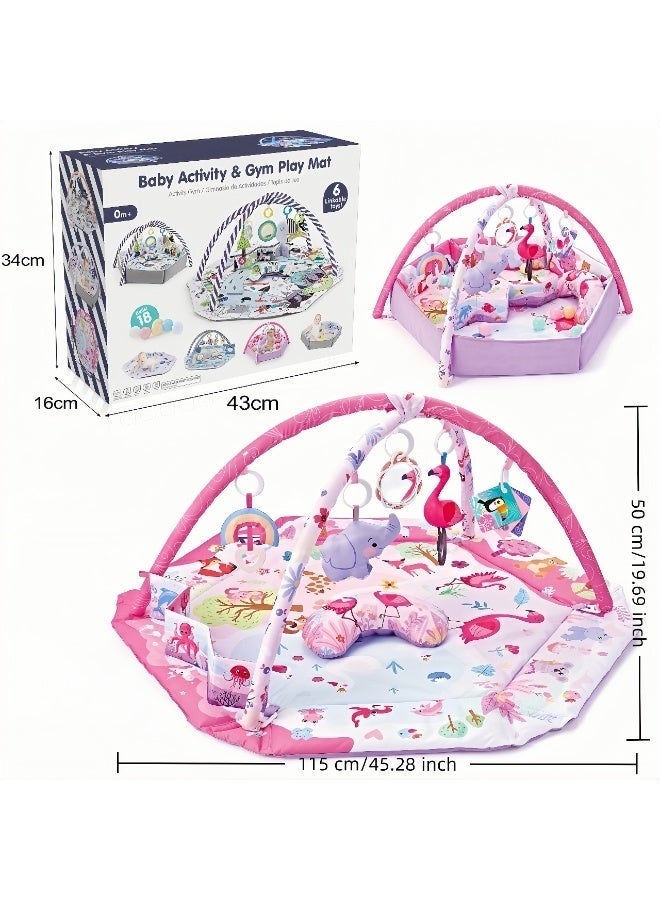 ASIV Baby Play Gym Mat and Activity Mat – 7-in-1 Baby Play Mat with Pillow and 6 Detachable Toys, Washable Baby Activity Mat, Promotes Visual, Auditory, Sensory, and Motor Development – Sensory Toy Gift for Newborns to 0–3–6–9–24 Months Toddlers (Pink) - Image 4
