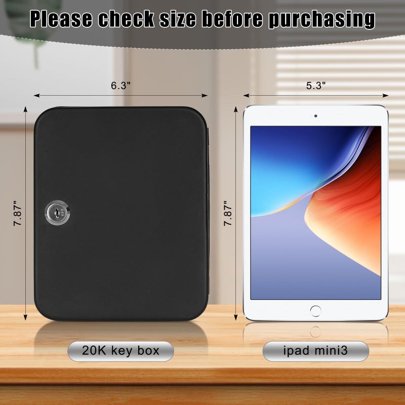 KYODOLED Key Cabinet Wall Mount, Locking Key Box Organizer, Key Lock Box with Key, Key Holder Lock Box for Wall, 20 Key Hooks & Tags Key Lab,7.8"x6.3"x3.14" Black - Image 2