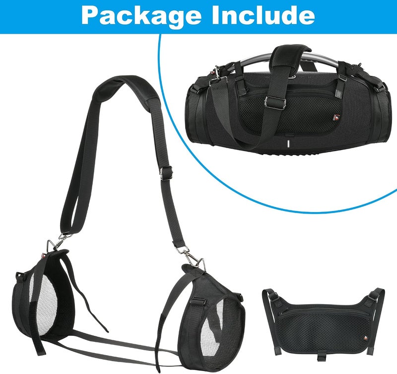 TXesign Travel Strap for JBL Boombox, Waterproof Portable Bluetooth Speaker, TXEsign Shoulder Strap with Two Side Covers, Travel Bag for JBL Boombox, Black, black, Compact - Image 2