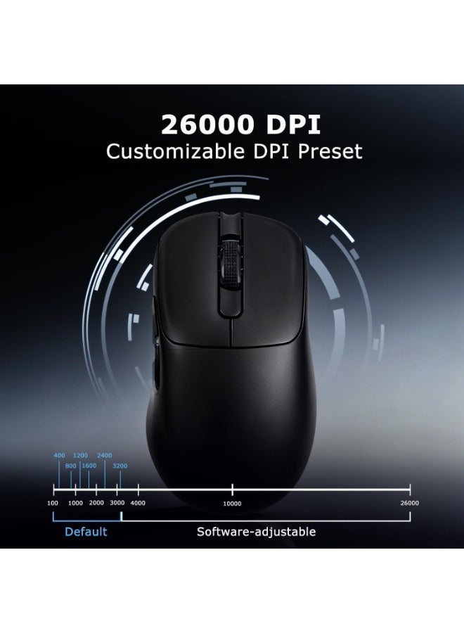 إيه جاز فأرة ألعاب لاسلكية AJ179 PRO بجودة 8K و3 أنماط (2.4 جيجا/سلكية/بلوتوث 5.2)، معدل تحديث 8000 هرتز، دقة 26000 دبلي، مستشعر بصري PAW3395، متوافقة مع الحاسوب المحمول والكمبيوتر، خفيفة جدًا بوزن 58 جرام، قاعدة شحن مغناطيسية بضوء RGB، لون أسود - Image 3