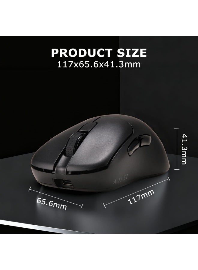 إيه جاز فأرة ألعاب لاسلكية AJ179 PRO بجودة 8K و3 أنماط (2.4 جيجا/سلكية/بلوتوث 5.2)، معدل تحديث 8000 هرتز، دقة 26000 دبلي، مستشعر بصري PAW3395، متوافقة مع الحاسوب المحمول والكمبيوتر، خفيفة جدًا بوزن 58 جرام، قاعدة شحن مغناطيسية بضوء RGB، لون أسود - Image 4