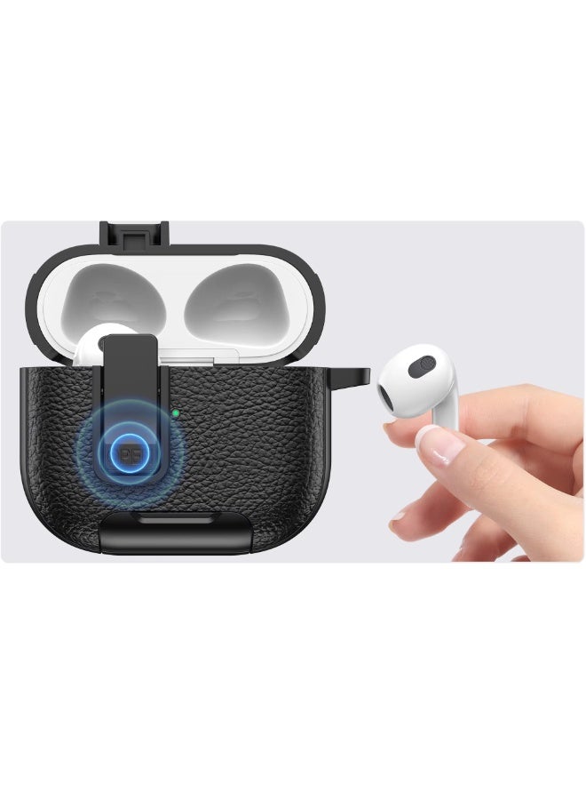 Case Compatible with  Airpods 4 Leather Touch Design Protective Case with Hand Strap, Drop-Resistant, Shockproof (Orange) - Image 2