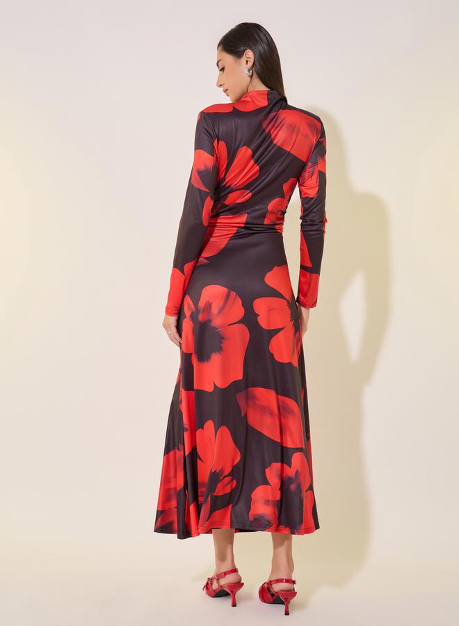 Take Two Floral Print Long Sleeves A-Line Maxi Dress - Image 5