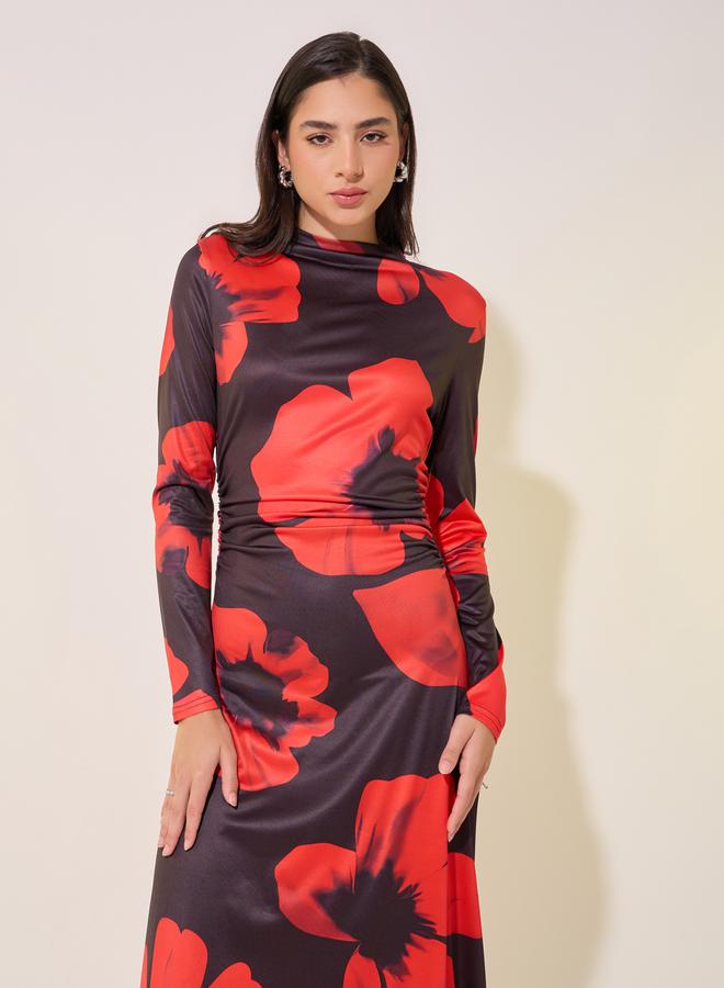 Take Two Floral Print Long Sleeves A-Line Maxi Dress - Image 3