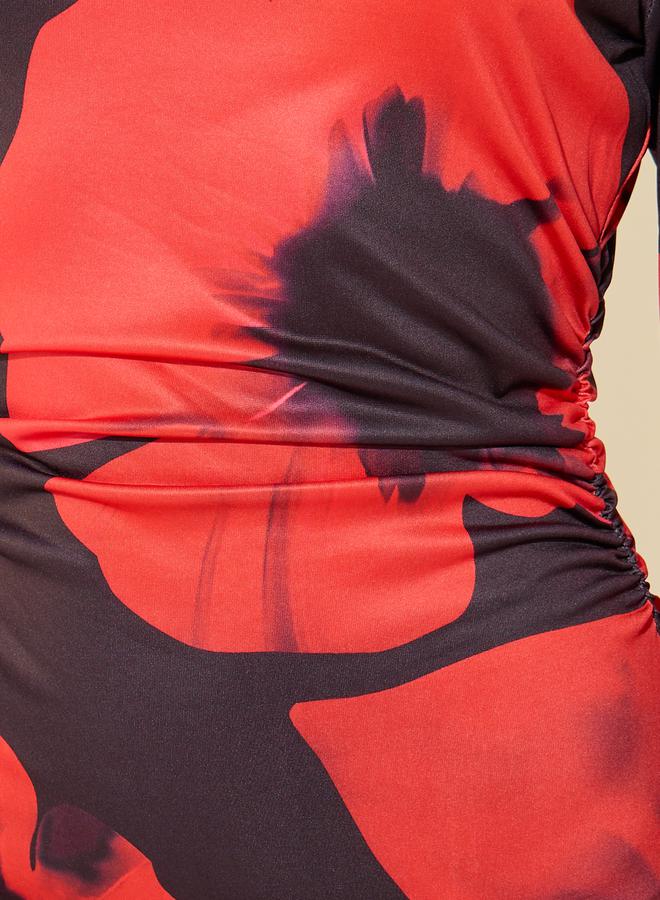 Take Two Floral Print Long Sleeves A-Line Maxi Dress - Image 4