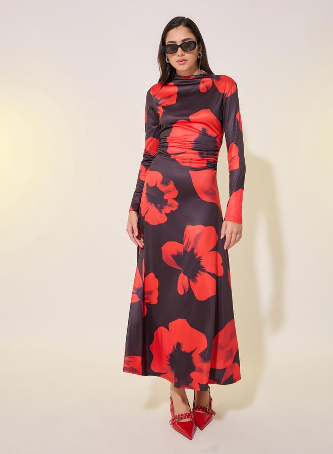 Take Two Floral Print Long Sleeves A-Line Maxi Dress - Image 2