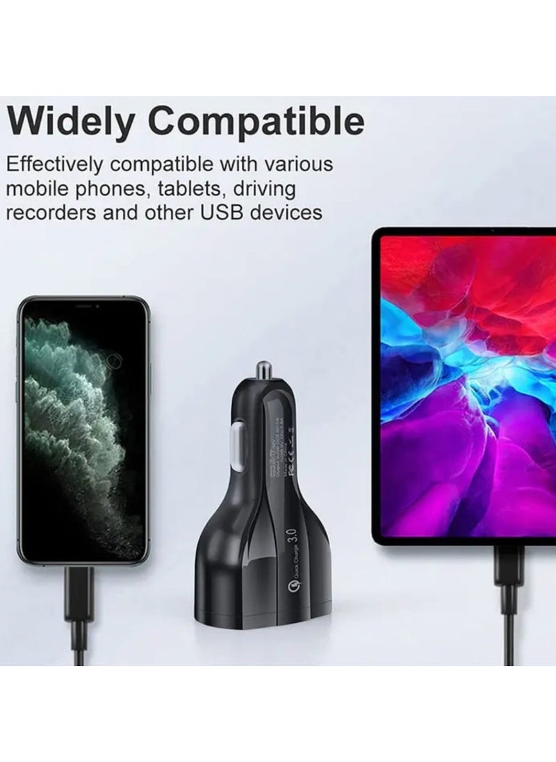 traditious Super Fast Car Charger Type C Car Port Charger With 3 Charging Ports For All Devices(Includes 2 Charging Cables)  - Image 3