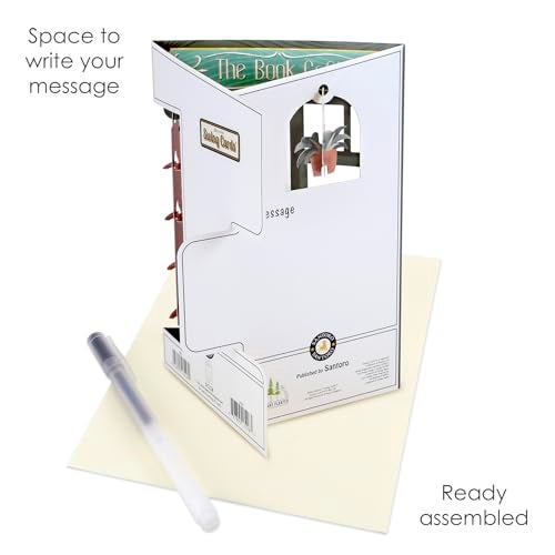 SANTORO Swing Card, 3D Pop Up Greeting Card - The Book Café - For Her, Him, Kids, Birthday, Graduation, Book Lovers - Image 4