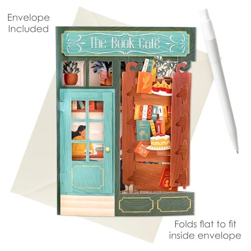 SANTORO Swing Card, 3D Pop Up Greeting Card - The Book Café - For Her, Him, Kids, Birthday, Graduation, Book Lovers - Image 3