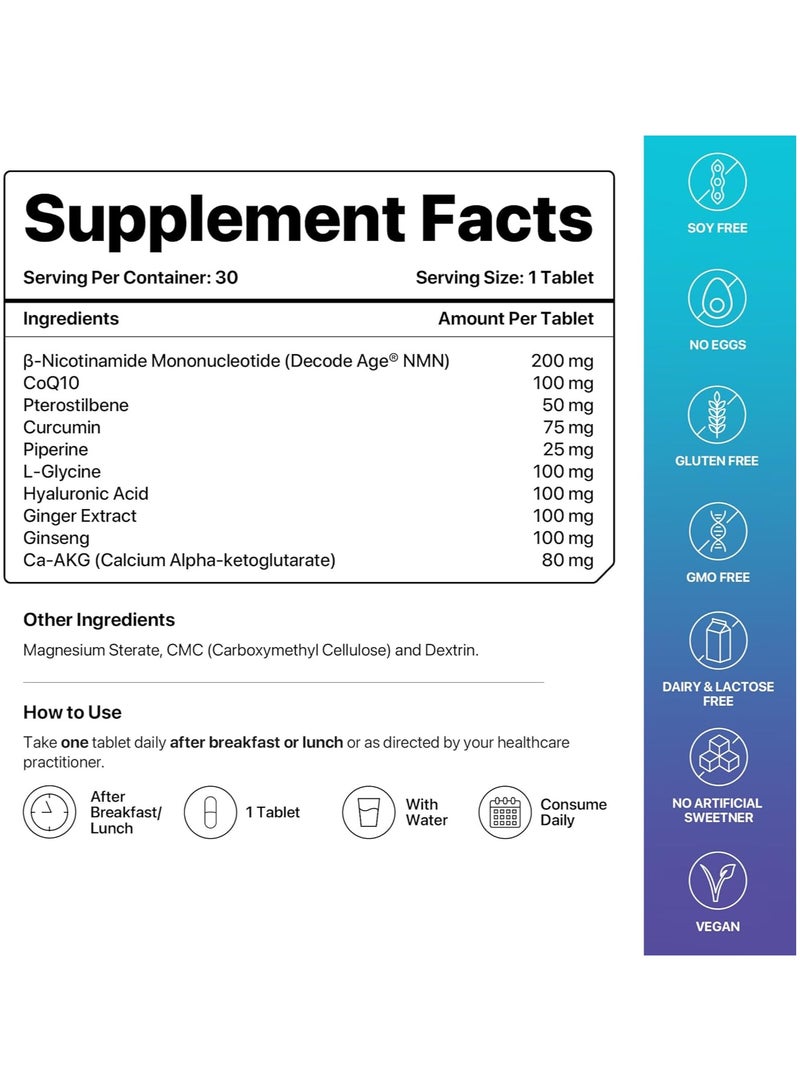 Decode Age LongeVit Supplement | Slow Down Ageing| Improve NAD+, Energy Levels & Overall Stamina | Recovery from DNA damage (Pack of 3, 30 Tablets each) - Image 5