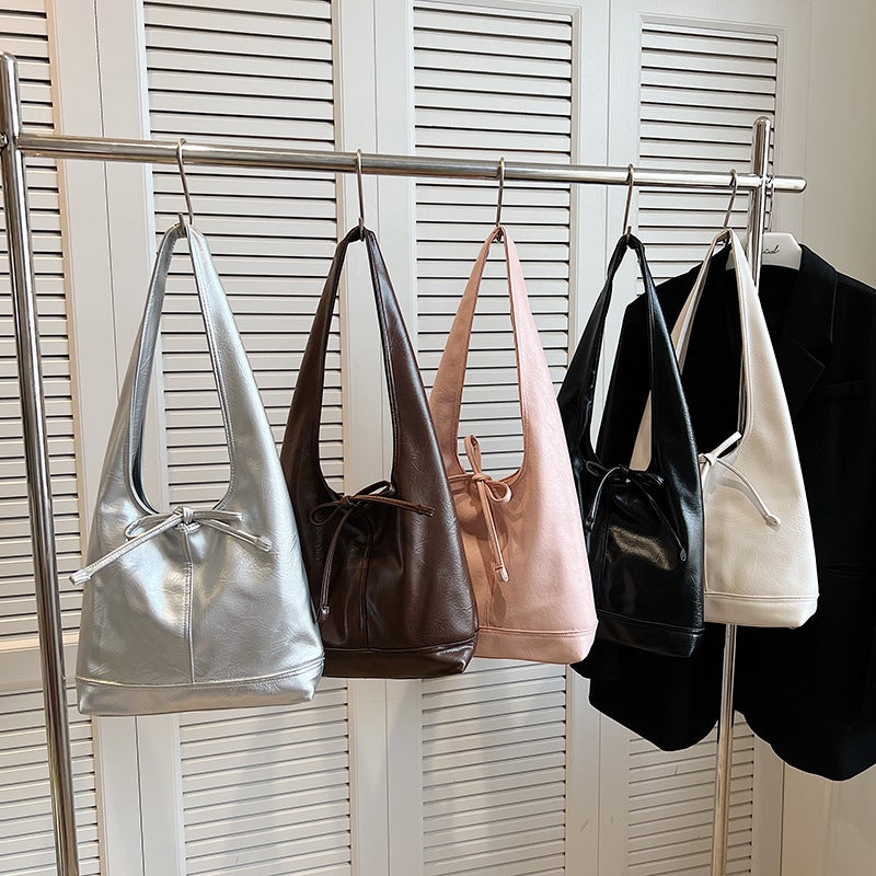 Korean Style Simple Bow Underarm Bag Women'S 2024 Fashionable High-End Large Capacity Shoulder Tote Bag - Image 5
