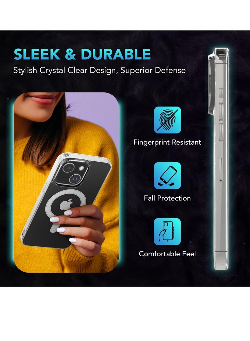 ELTRAZONE  Designed for iPhone 14 Plus Case, [Clear] 5 in 1 [Non Yellowing] Case with 2X Tempered Glass Screen and 2X Camera Lens Protectors, Shockproof and Air-Guard Corners (Clear MagSafe) - Image 2