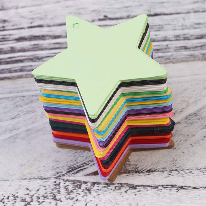 كلاراكو مجموعة من 200 بطاقة ورقية من كلاركو مع خيوط من الجوت على شكل نجمة ملونة لتزيين حفلات أعياد الميلاد وحفلات الزفاف والهدايا والحرف الفنية - Image 5