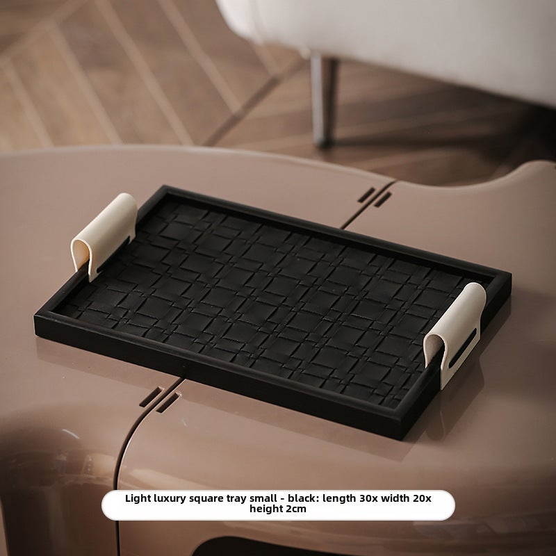 Leather Valet Tray Small Square Black - French Style Design Storage Plate for Aromatherapy Jewelry Entryway Living Room - Image 1