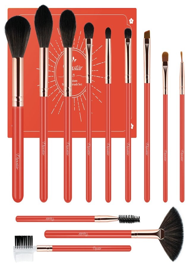 Daxstar Makeup Brushes Set Professional - 12pcs Orange Make up Brush Set Foundation Eyebrow Blush Concealer Face Powder Eye Shadows Highlight Brush Kit Wooden Handle - Image 1
