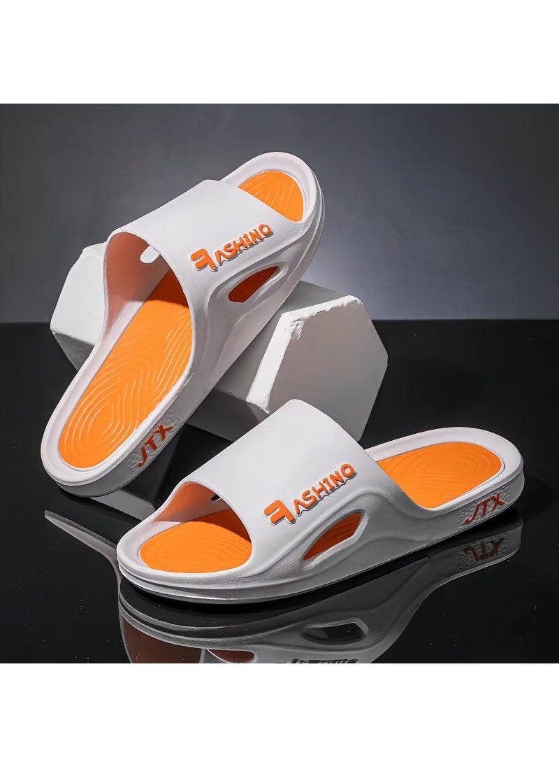Generic Mens Fashionable Summer Soft Bottom Sandals Anti-Slip Deodorant PVC Special Couple Trendy Slippers Casual Slip-On Shoes Orange 