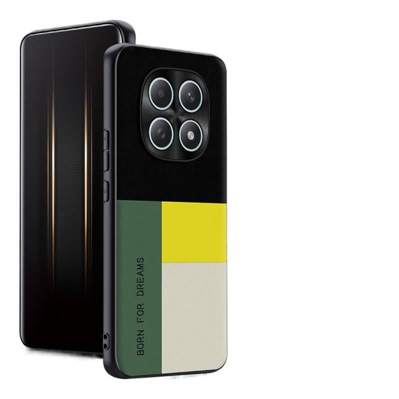MS غطاء واقي، تغطية كاملة, حماية من السقوط، مقاوم للصدمات لـ Redmi Note 15، أخضر ملمس جلد باللون الأخضر باللون الأحمر - Image 1