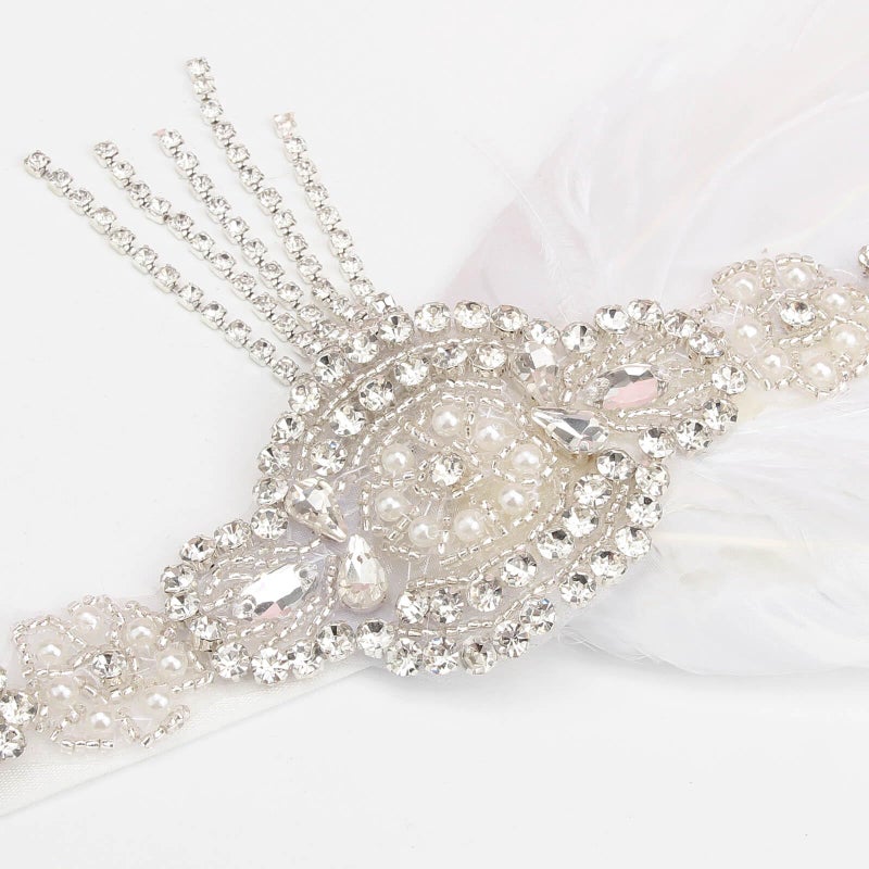 DRESHOW 1920s Great Gatsby Accessories Set for Women Flapper Costume Accessories Feather Headband Headpiece Gloves Necklace Set for Roaring 20s Harlem Nights - Image 5