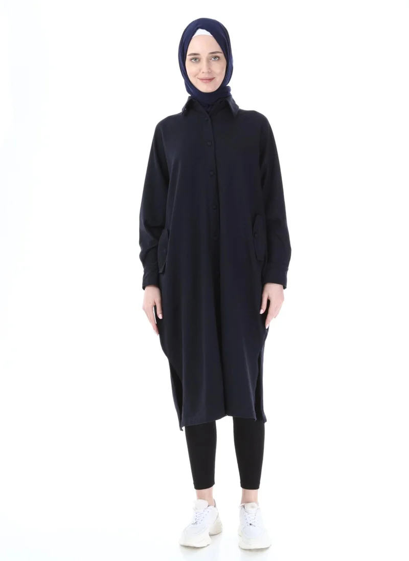 Bwest Navy Blue - Cuban Collar - Tunic - Bwest