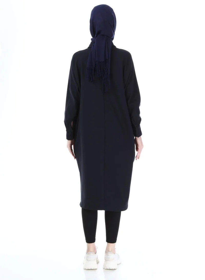 Bwest Navy Blue - Cuban Collar - Tunic - Bwest
