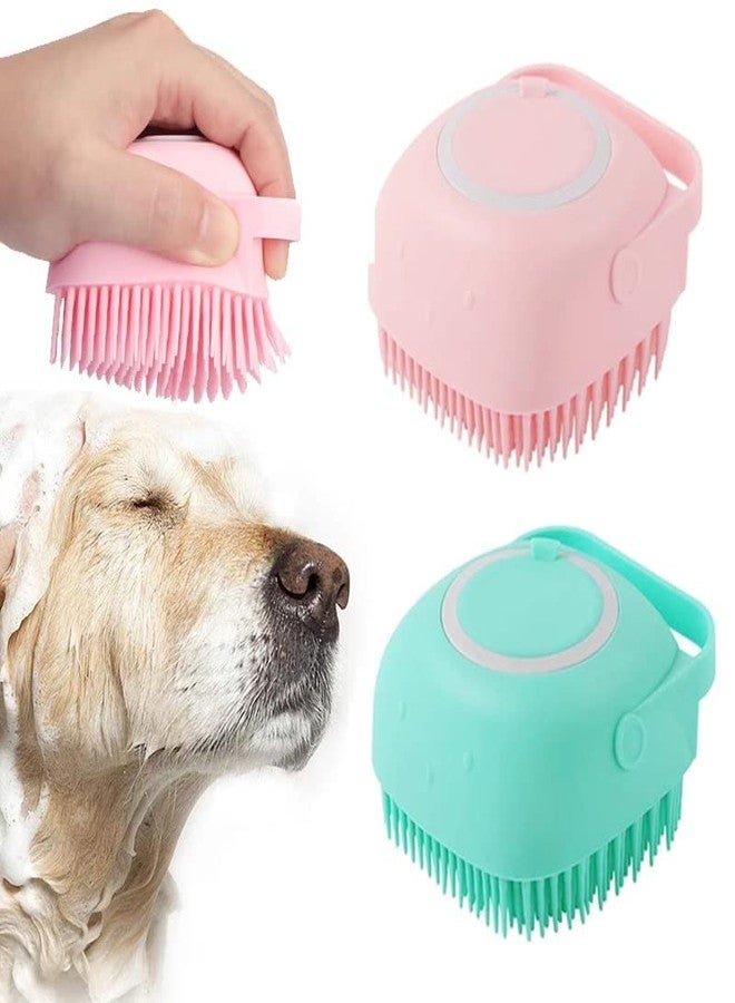 OCER Pet Bath Brush Body Scrubber Shampoo Dispenser Tick Remover for Shower Bathing and Shedding Soft Silicone Bristles Brushes Groomers for Pet Puppy Dogs Cat Rabbit Multicolor - Image 1