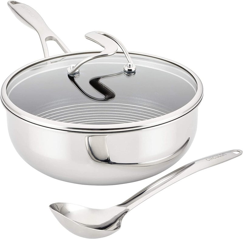 Circulon Clad Stainless Steel Chef Pan and Utensil Set with Hybrid SteelShield and Nonstick Technology - Image 1