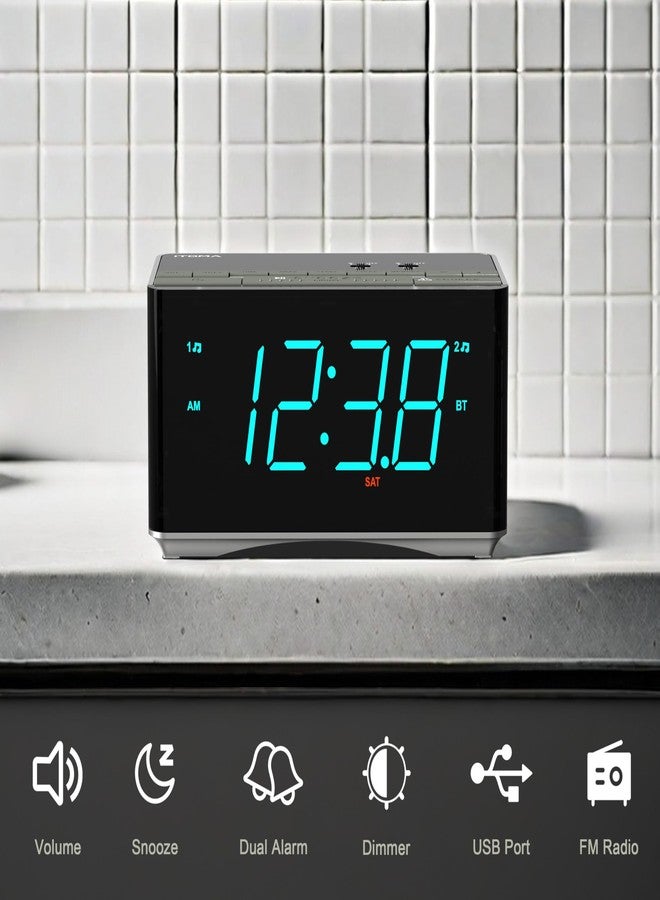 iTOMA Alarm Clock Radio-Bluetooth Stereo Speakers,FM Radio,Dual Alarm,Snooze,Brightness Dimmer,USB Charging, Alarm Clock for Bedroom Office 3501 - Image 2