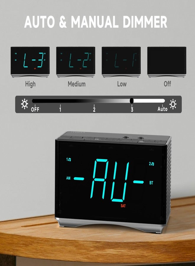 iTOMA Alarm Clock Radio-Bluetooth Stereo Speakers,FM Radio,Dual Alarm,Snooze,Brightness Dimmer,USB Charging, Alarm Clock for Bedroom Office 3501 - Image 5