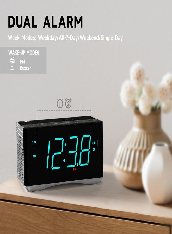 iTOMA Alarm Clock Radio-Bluetooth Stereo Speakers,FM Radio,Dual Alarm,Snooze,Brightness Dimmer,USB Charging, Alarm Clock for Bedroom Office 3501 - Image 3